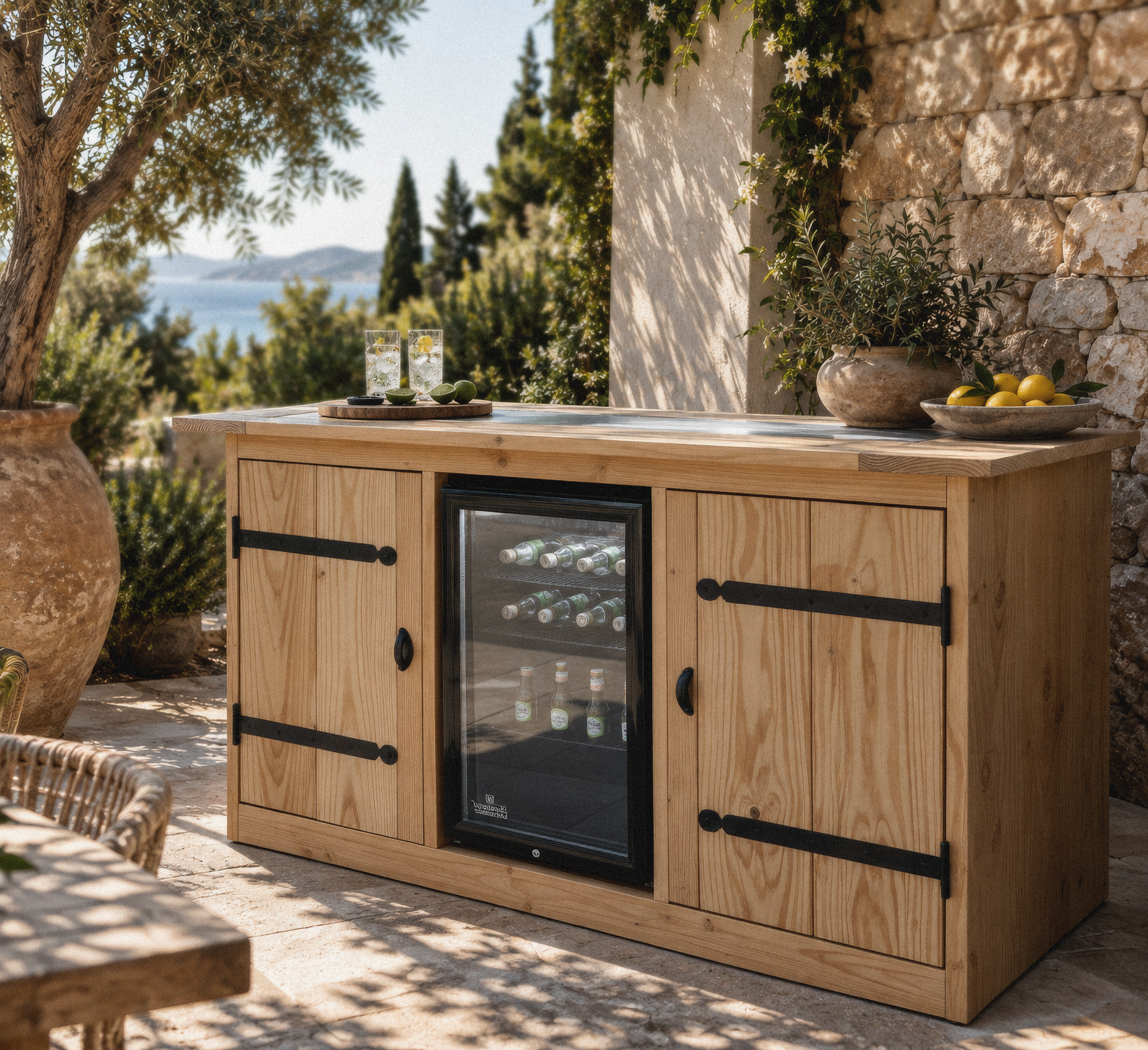 Outdoorküche mit Kühlschrank